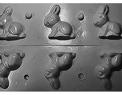 Molde de conejitos de pascua sentados